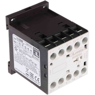 Lovato BG Series Contactor, 230 V ac Coil, 3-Pole, 9 A, 4 kW, 3NO + 1NO, 600 V ac