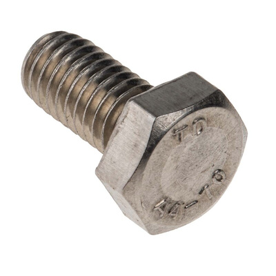 Plain Stainless Steel Hex, Hex Bolt, M6 x 12mm