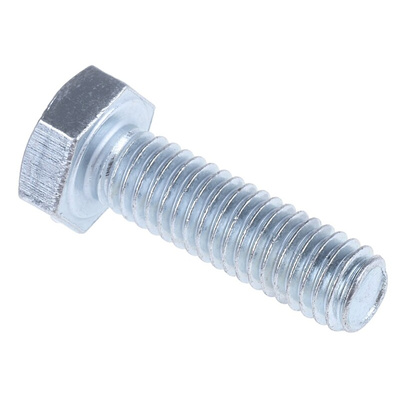 Zinc plated & clear Passivated Steel Hex, Hex Bolt, M6 x 20mm