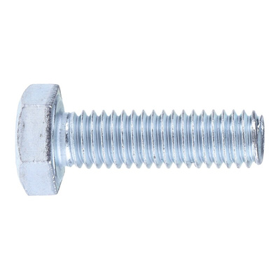 Zinc plated & clear Passivated Steel Hex, Hex Bolt, M6 x 20mm