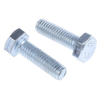 Zinc plated & clear Passivated Steel Hex, Hex Bolt, M6 x 20mm