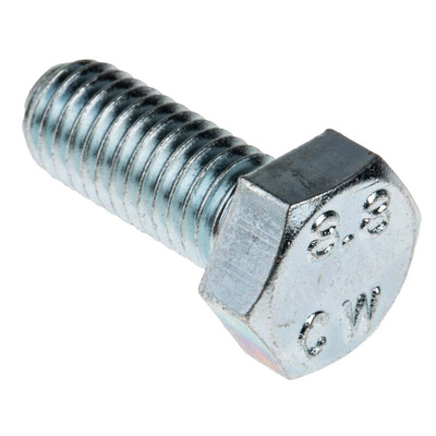 Zinc plated & clear Passivated Steel Hex, Hex Bolt, M8 x 20mm