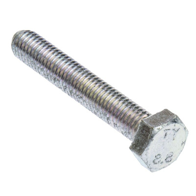 Zinc plated & clear Passivated Steel Hex, Hex Bolt, M8 x 50mm