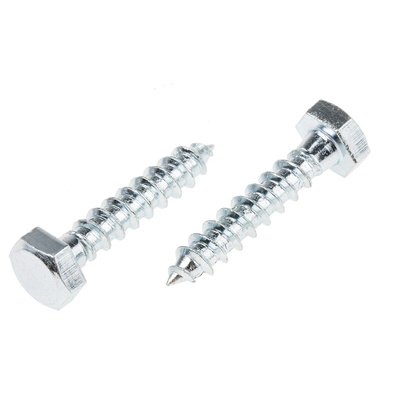 RS PRO Hex Coach Screw, Steel Bright Zinc Plated, 6mm x 30mm