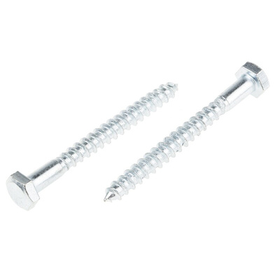 RS PRO Hex Coach Screw, Steel Bright Zinc Plated, 6mm x 60mm