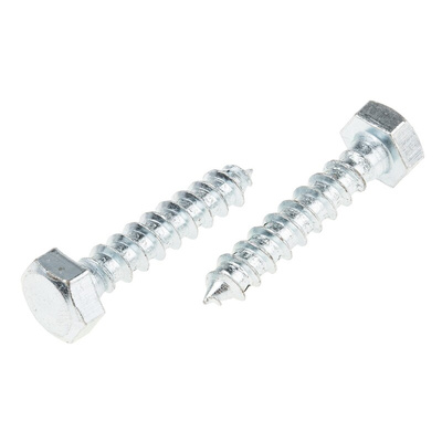 RS PRO Hex Coach Screw, Steel Bright Zinc Plated, 8mm x 40mm
