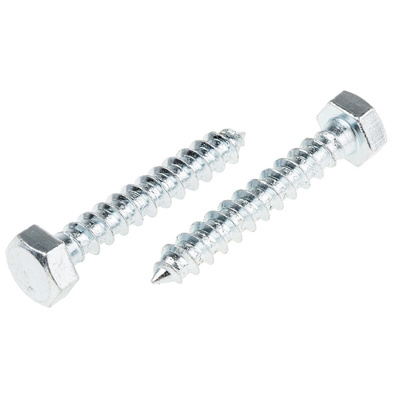 RS PRO Hex Coach Screw, Steel Bright Zinc Plated, 8mm x 50mm