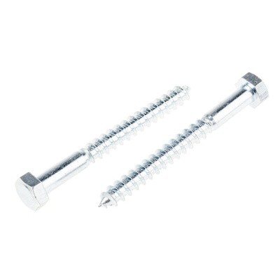 RS PRO Hex Coach Screw, Steel Bright Zinc Plated, 8mm x 80mm
