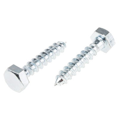 RS PRO Hex Coach Screw, Steel Bright Zinc Plated, 10mm x 50mm