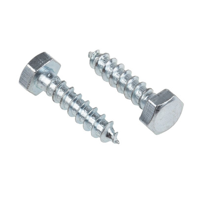 RS PRO Hex Coach Screw, Steel Bright Zinc Plated, 6mm x 25mm