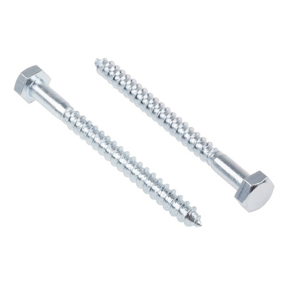 RS PRO Hex Coach Screw, Steel Bright Zinc Plated, 10mm x 120mm
