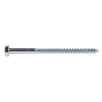 RS PRO Hex Coach Screw, Steel Bright Zinc Plated, 10mm x 150mm
