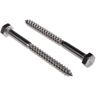 RS PRO Hex Coach Screw, Stainless Steel, 6mm x 70mm