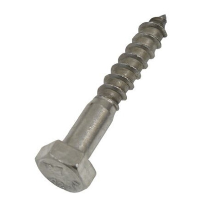 RS PRO Hex Coach Screw, Stainless Steel, 10mm x 50mm