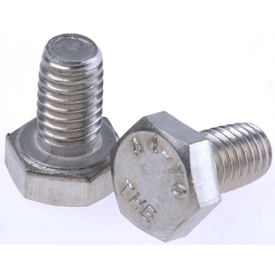 Plain Stainless Steel Hex, Hex Bolt, M6 x 10mm