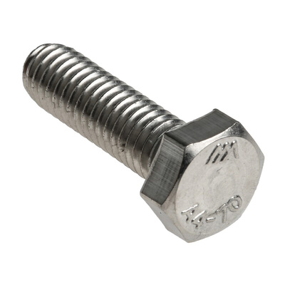 Plain Stainless Steel Hex, Hex Bolt, M6 x 20mm