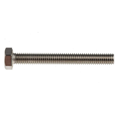 Plain Stainless Steel Hex, Hex Bolt, M6 x 50mm