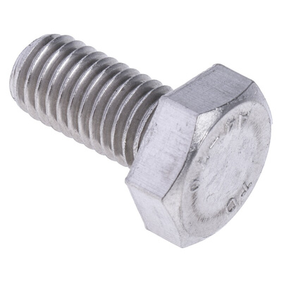 Plain Stainless Steel Hex, Hex Bolt, M10 x 20mm