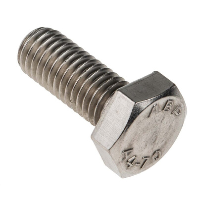 Plain Stainless Steel Hex, Hex Bolt, M10 x 25mm