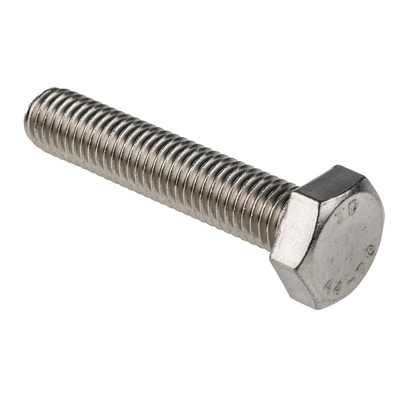 Plain Stainless Steel Hex, Hex Bolt, M10 x 50mm