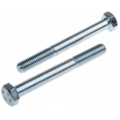 Clear Passivated, Zinc Steel, Hex Bolt, M8 x 75mm