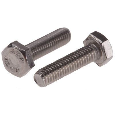 Plain Stainless Steel Hex, Hex Bolt, M4 x 16mm