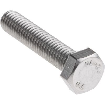 Plain Stainless Steel Hex, Hex Bolt, M6 x 30mm