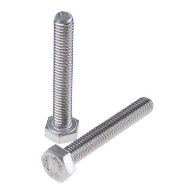 Plain Stainless Steel Hex, Hex Bolt, M6 x 40mm