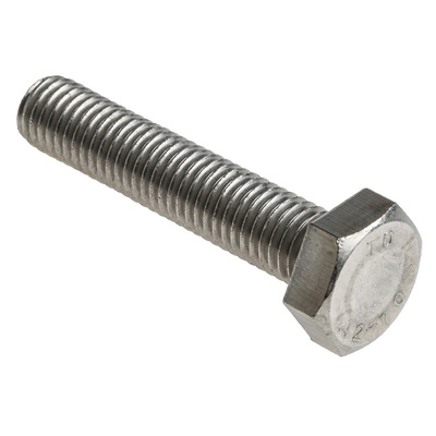 Plain Stainless Steel Hex, Hex Bolt, M10 x 50mm