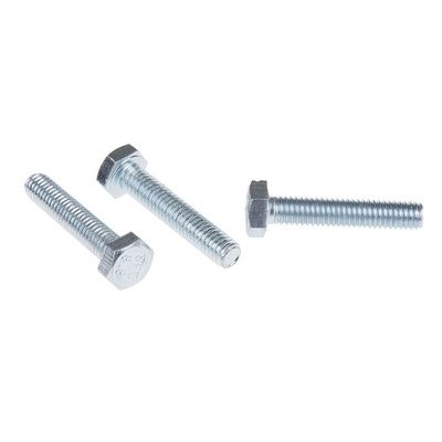Clear Passivated, Zinc Steel Hex, Hex Bolt, M6 x 30mm
