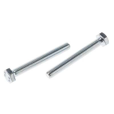 Zinc plated & clear Passivated Steel Hex, Hex Bolt, M6 x 50mm