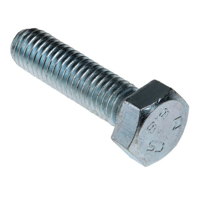 Zinc plated & clear Passivated Steel Hex, Hex Bolt, M8 x 30mm