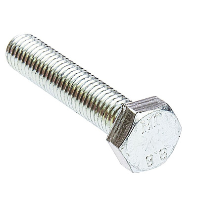 Zinc plated & clear Passivated Steel Hex, Hex Bolt, M8 x 40mm