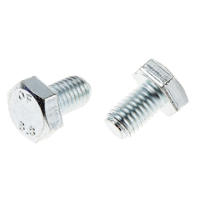 Clear Passivated, Zinc Steel Hex, Hex Bolt, M10 x 16mm