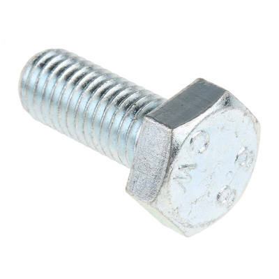 Clear Passivated, Zinc Steel Hex, Hex Bolt, M10 x 25mm