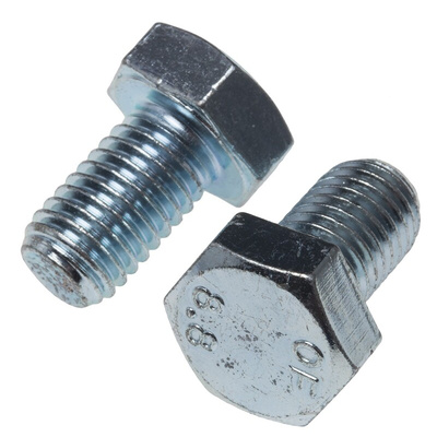 Clear Passivated, Zinc Steel Hex, Hex Bolt, M12 x 20mm