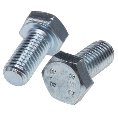 Clear Passivated, Zinc Steel Hex, Hex Bolt, M12 x 25mm