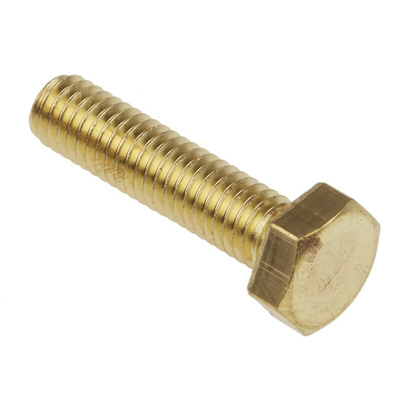 Plain Brass Hex, Hex Bolt, M6 x 25mm