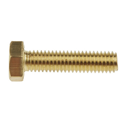 Plain Brass Hex, Hex Bolt, M6 x 25mm