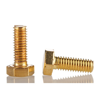 Plain Brass Hex, Hex Bolt, M8 x 30mm