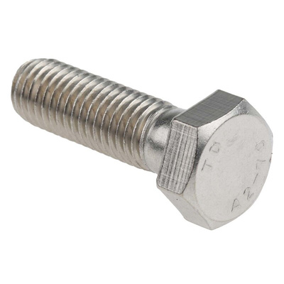 Plain Stainless Steel, Hex Bolt, M12 x 40mm
