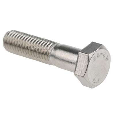 Plain Stainless Steel, Hex Bolt, M12 x 50mm