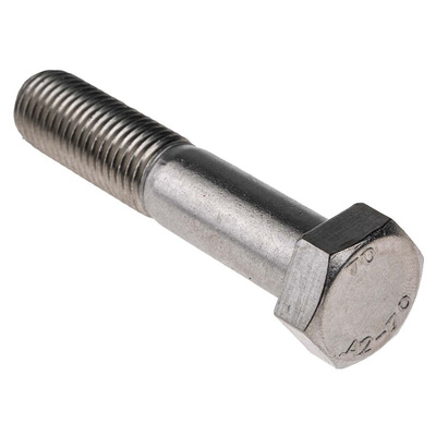 Plain Stainless Steel, Hex Bolt, M16 x 80mm