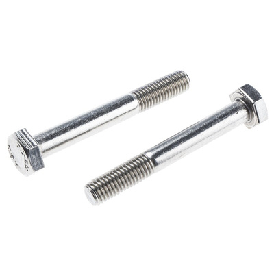 Plain Stainless Steel, Hex Bolt, M10 x 75mm