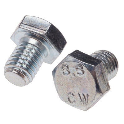 Zinc Plated Steel Hex, Hex Bolt, M12 x 16mm