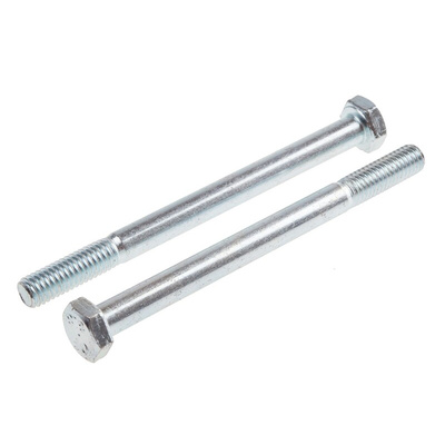 Bright Zinc Plated Steel, Hex Bolt, M6 x 75mm