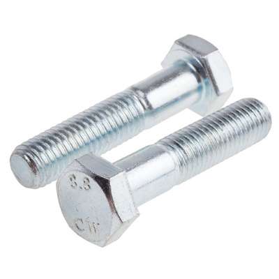 Bright Zinc Plated Steel, Hex Bolt, M10 x 65mm