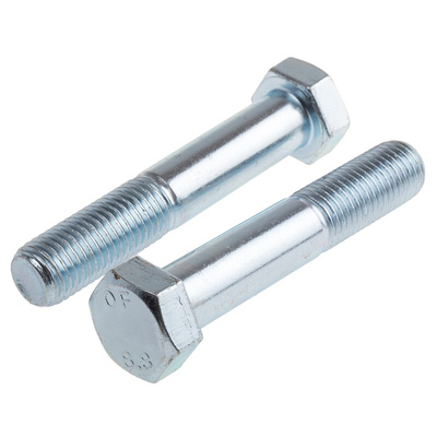 Bright Zinc Plated Steel, Hex Bolt, M20 x 110mm