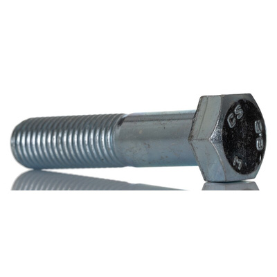 Bright Zinc Plated Bright Zinc Plated Steel, Hex Bolt, M16 x 70mm