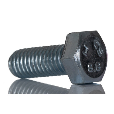Bright Zinc Plated Zinc Plated Steel, Hex Bolt, M8 x 20mm